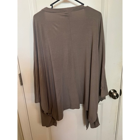 Serena Williams Brown Taupe Open Cardigan Side Buttons 1X Preppy Lounge Travel - Picture 2 of 8